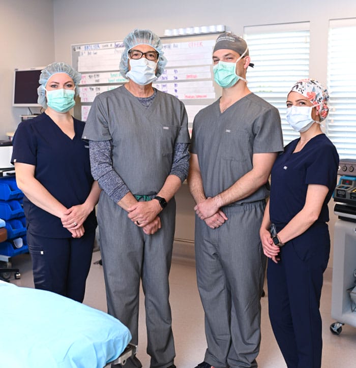 The neck lift is performed on-site in Dr. Houser and Dr. Kraft’s accredited surgical suite.